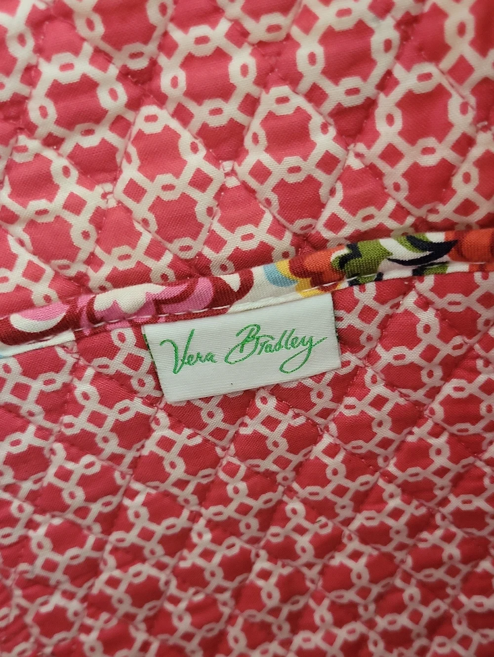 Vera Bradley Red Blue Yellow Large Vera Tote in Hope Garden Retired 2009 Pattern